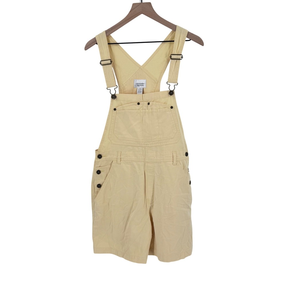 Vintage Butter Yellow Christopher & Banks Shortall Overalls Medium Cottagecore